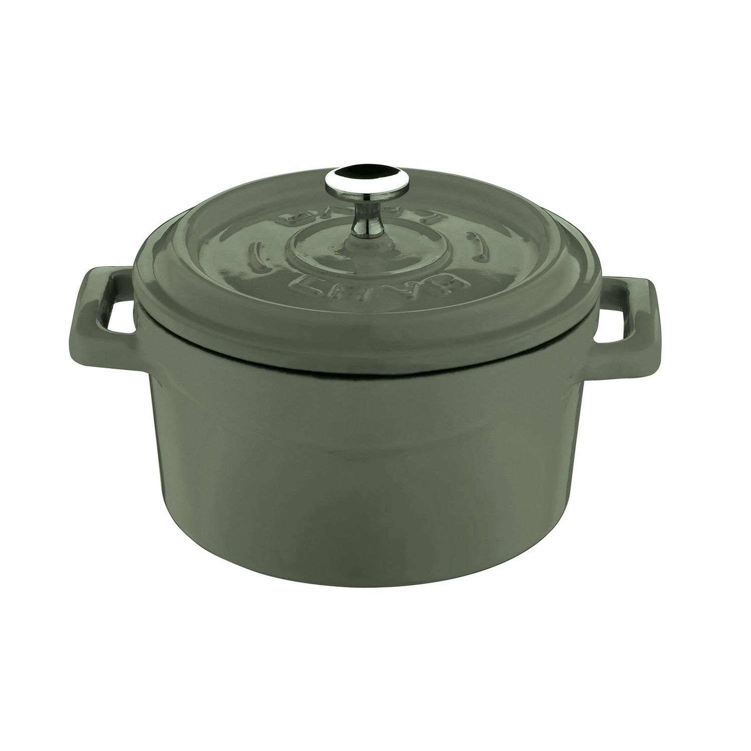 Round Casserole with Green Lid 10 cm Enameled Cast Iron - Paderno