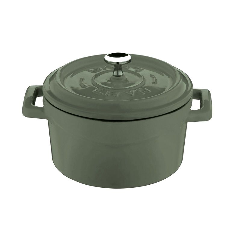 Round Casserole with Green Lid 10 cm Enameled Cast Iron - Paderno