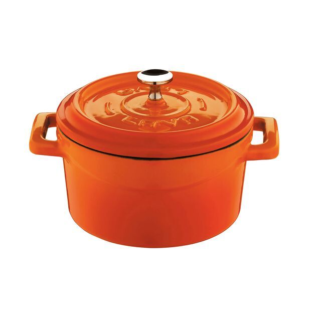 Round Casserole with Lid Orange 10 cm Enameled Cast Iron - Paderno