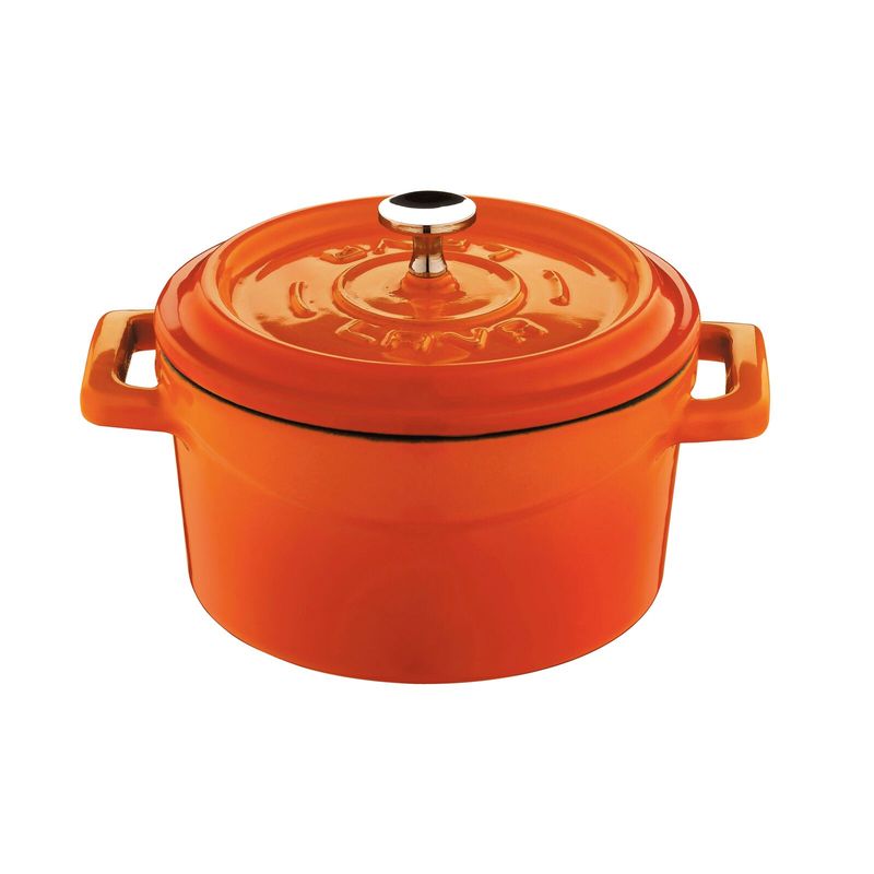 Round Casserole with Lid Orange 12 cm Enameled Cast Iron - Paderno
