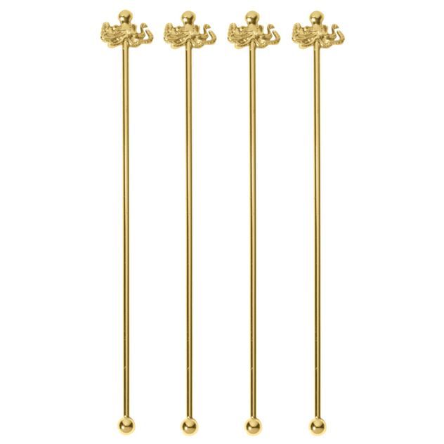 Octopus Cocktail Stirrer Set 4 pcs Gold - Paderno