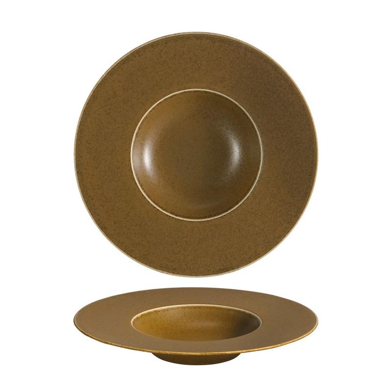 Gourmet deep plate 25 cm Saturno Grumpy Brown porcelain for horeca use