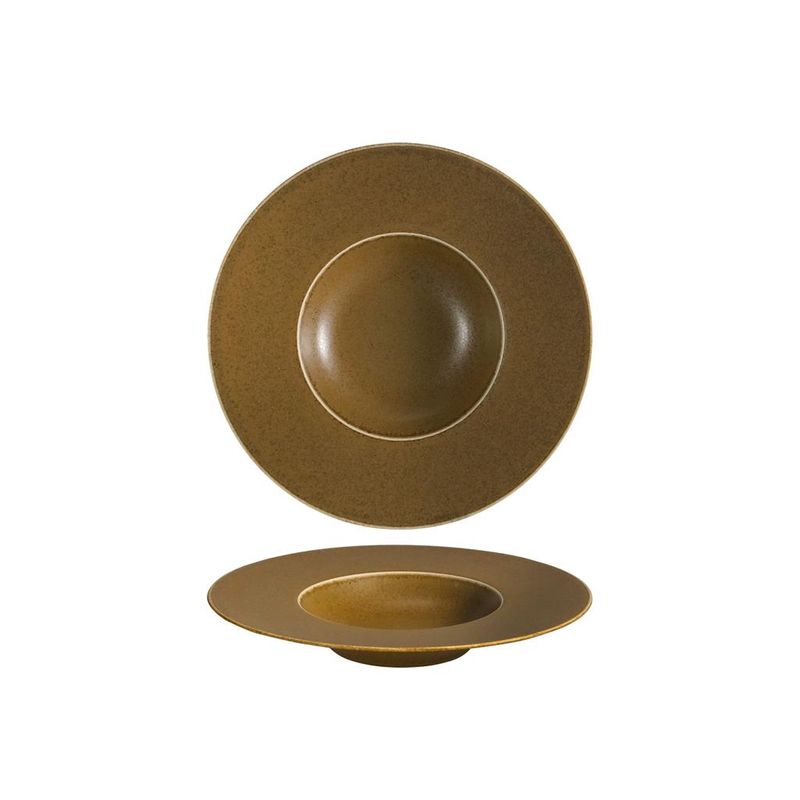 Gourmet deep plate 18 cm Saturno Grumpy Brown porcelain for horeca use