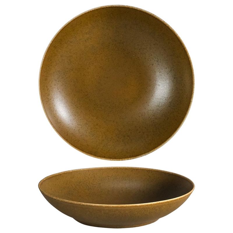 Deep plate 24 cm Saturno Grumpy Brown porcelain for horeca use