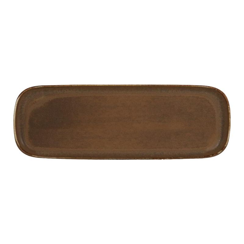 Rectangular plate 37x13 cm Saturno Grumpy Brown porcelain for horeca use
