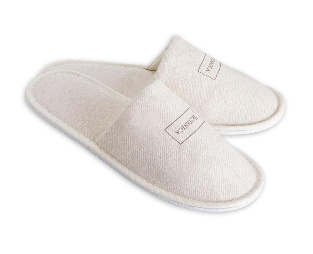Closed-Toe Linen Slippers 30 cm Botanica White - Tirolix