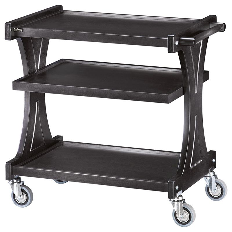 Wooden Service Trolley, 3 Shelves, 106 x 55 cm, Black - Forcar