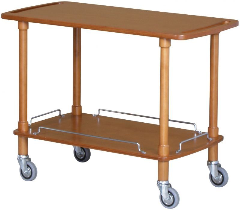 Wooden Service Trolley, 2 Levels, 110 x 55 cm, Walnut - Forcar