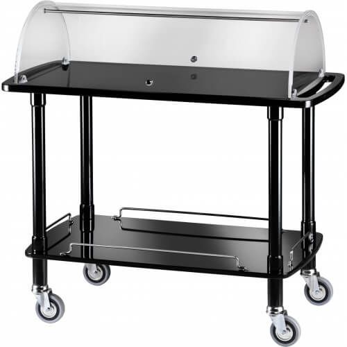 Wooden Service Cart with Dome, 2 Levels, 110 x 55 cm, Black Lacquered - Forcar