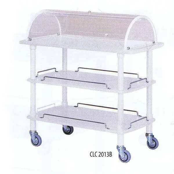 Wooden Service Trolley with Dome, 3 Levels, 110 x 55 cm, White Lacquered - Forcar