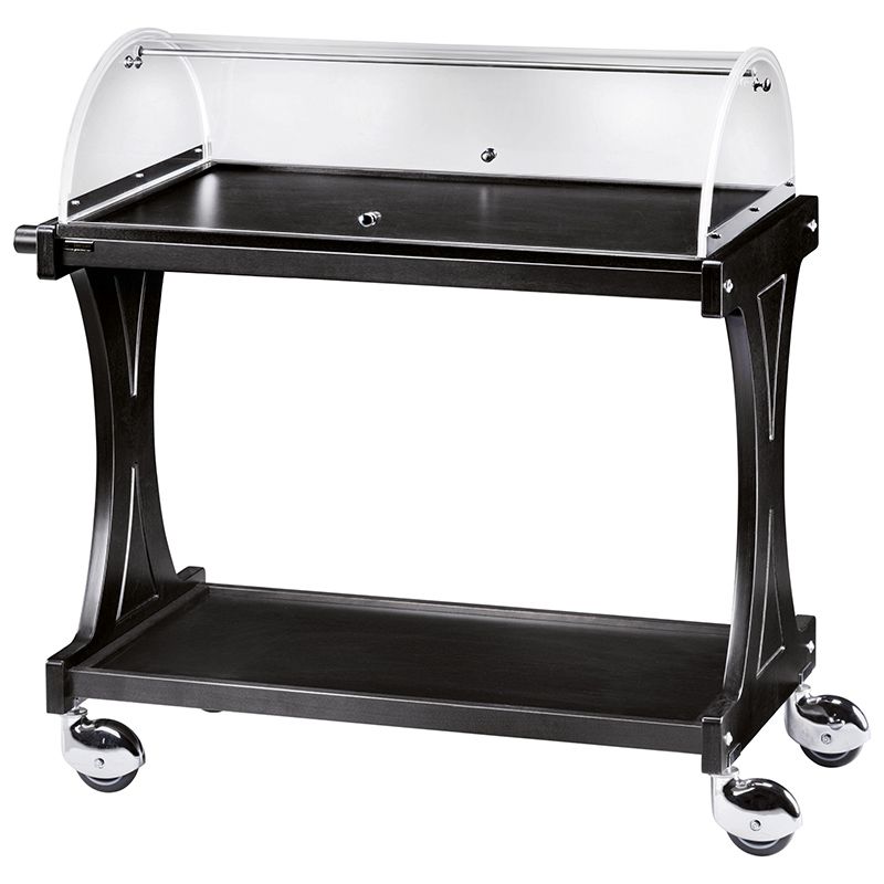 Wooden Service Trolley with Dome, 2 Levels, 86 x 55 cm, Black - Forcar