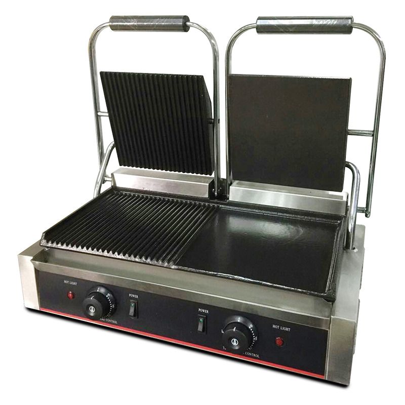 Double Panini Grill with Smooth/Ridged Half 56.5 x 37 cm - Horecatech