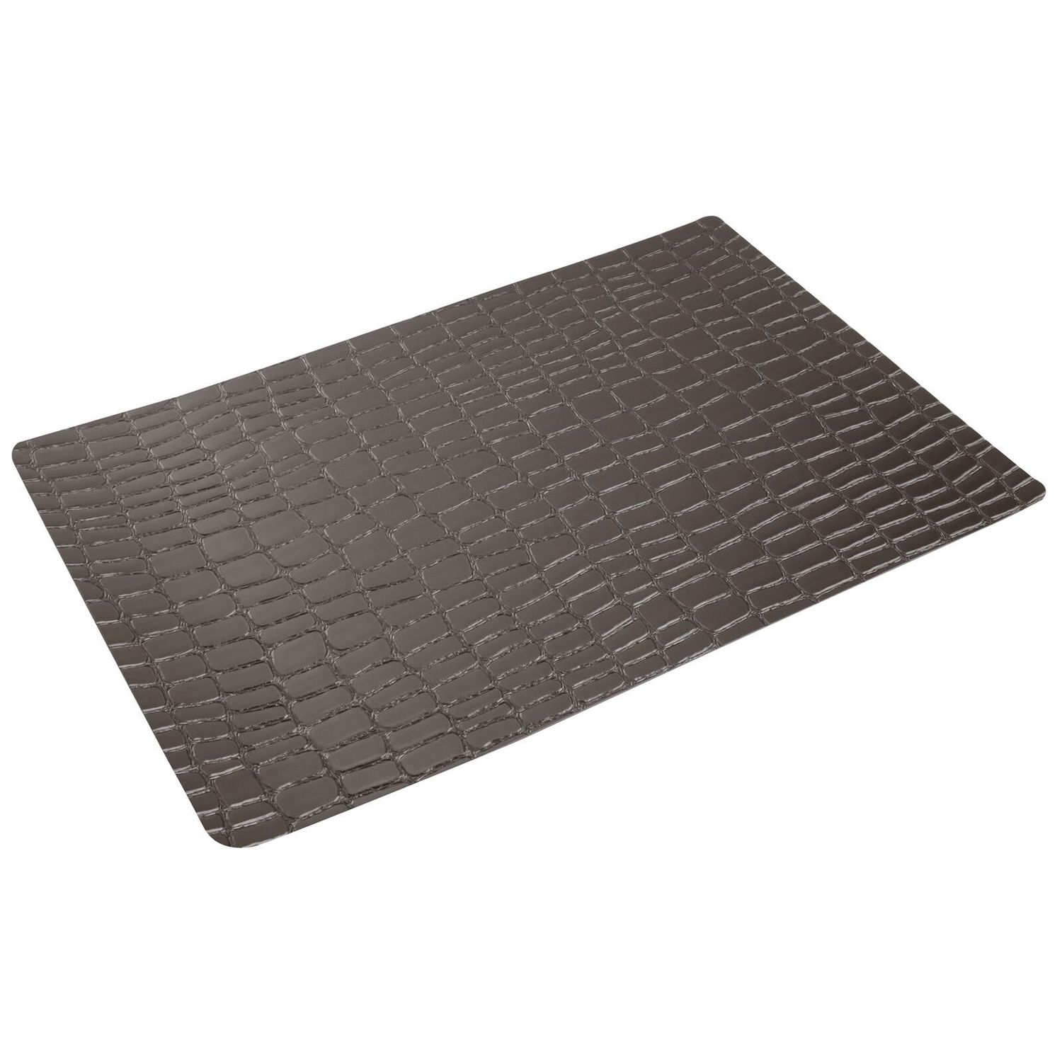 Set with 6 Rectangular Placemat 45 x 30 cm Eva Crocodile Anthracite - Arthur Krupp