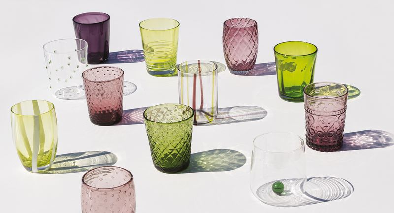 6-piece Tumbler Set Melting Pot Green and Amethyst - Zafferano