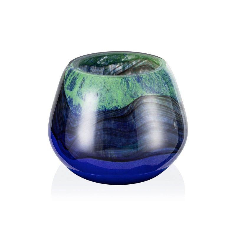 Candle Holder 11 x 9 cm Green/Blue Fusion - Tirolix