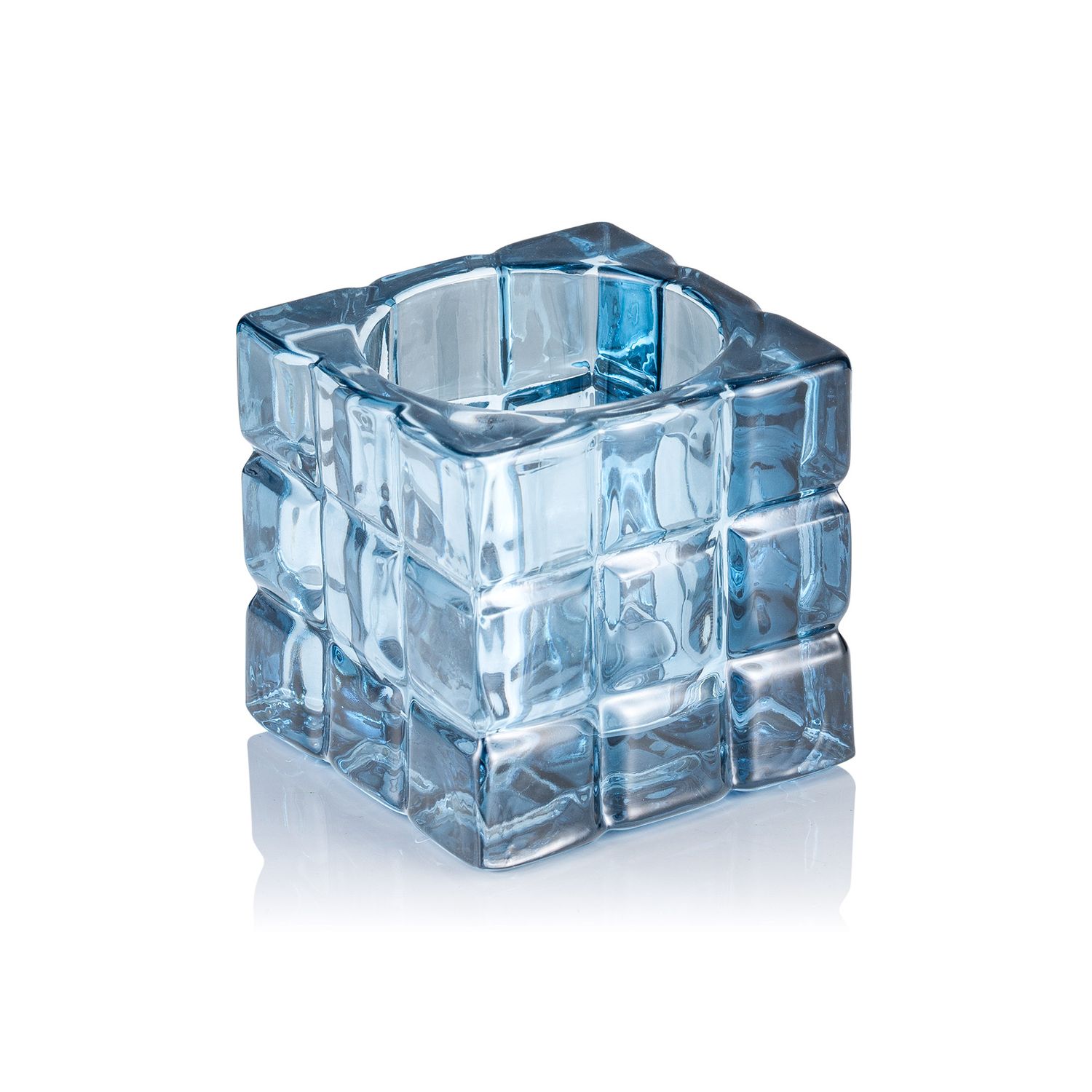 Candle Holder 6.5 x 6.5 cm Blue Cube - Tirolix