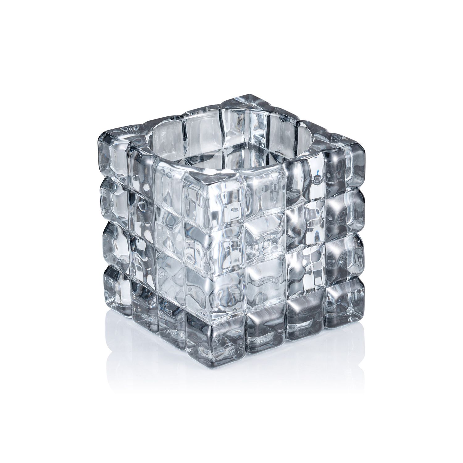 Candle Holder 9 x 9 cm Grey Cube - Tirolix