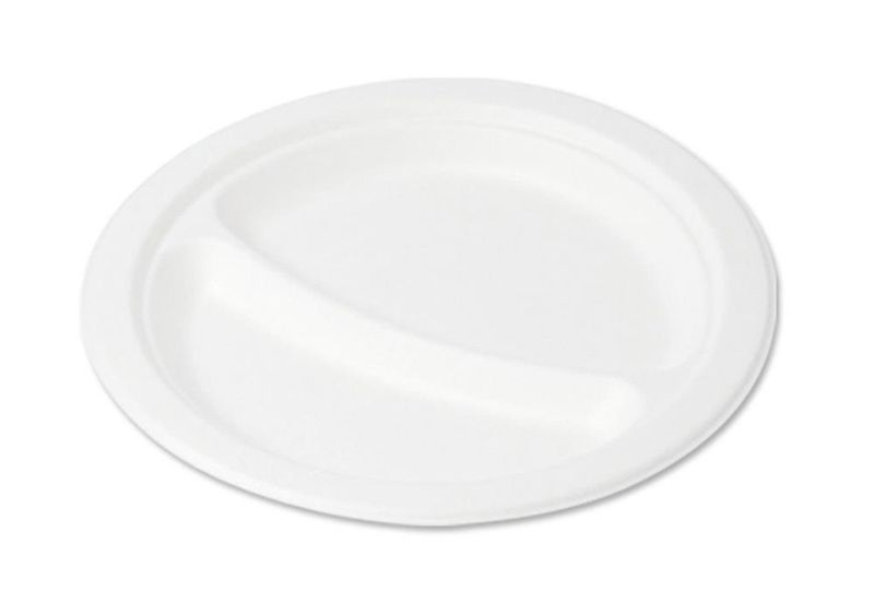 Set of 1000 Flat plate with 2 compartments made of pulp, 22.5 cm Classic - Byo