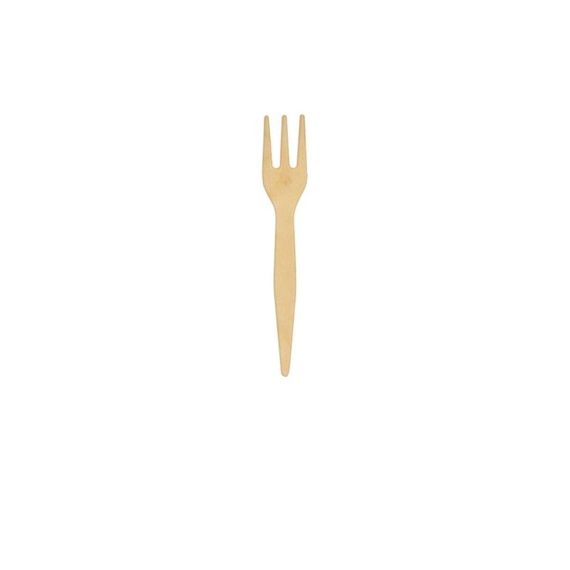 Set of 2500 3-pronged wooden finger food fork, 8.5 cm - Byo