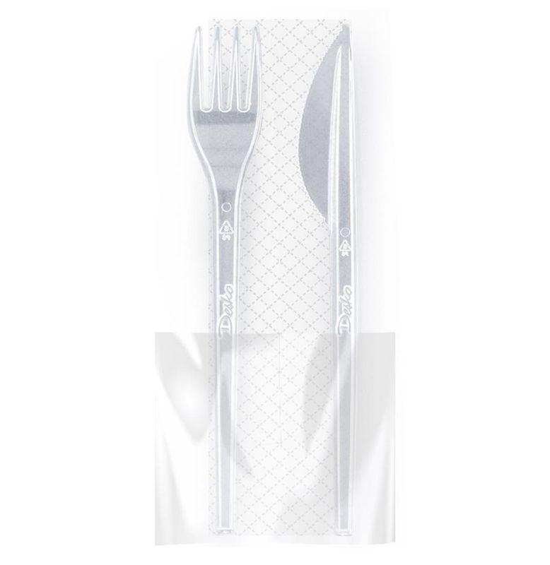 Set of 500 Two polystyrene cutlery with pouch 17.5 cm Desko - Byo