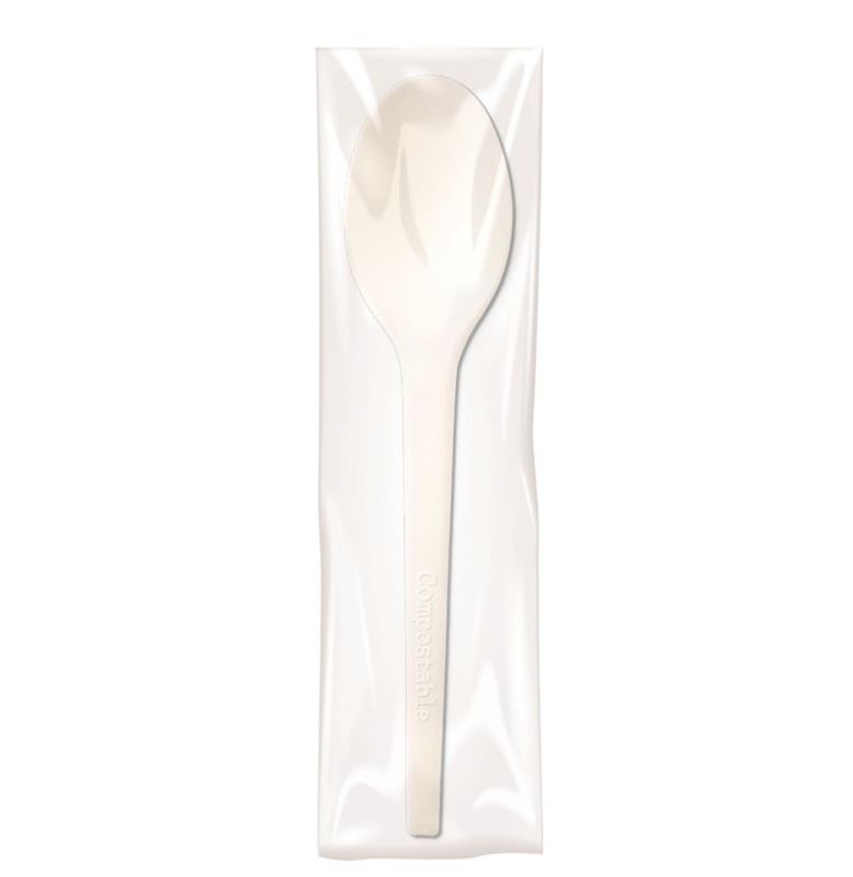 Set of 500 Spoon in CPLA with compostable bag 16.5 cm Style - Byo