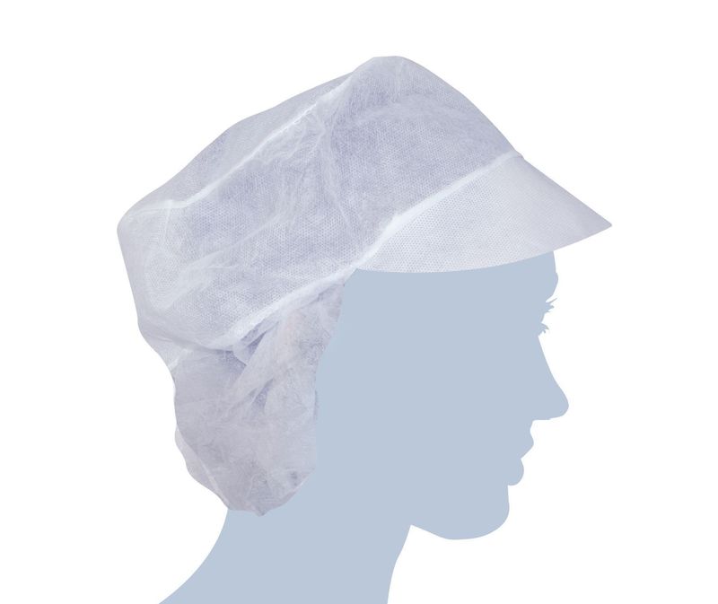 Set of 500 Cap with visor and hairnet in non-woven fabric, 48 cm - Byo