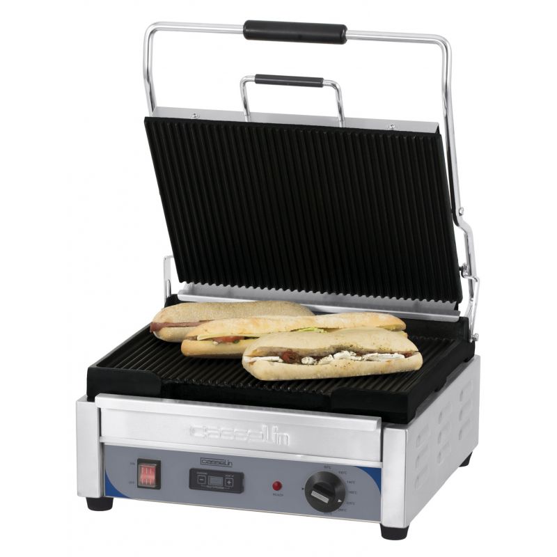 Premium Large Ribbed Panini Grill with Timer - Casselin
