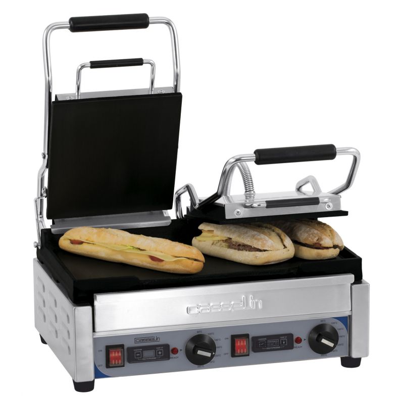 Premium Double Smooth - Smooth Panini Grill with Timer - Casselin