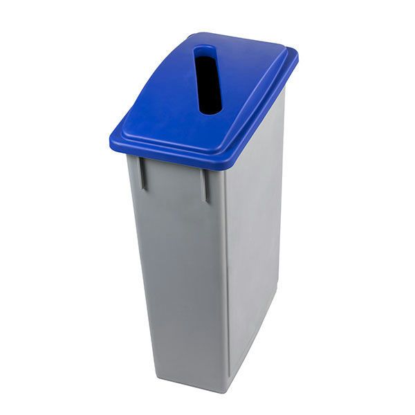 Office 90 blue plastic waste bin with slot lid for paper professional use

