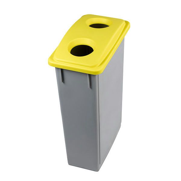 Office 90 plastic waste bin with yellow perforated lid professional use

