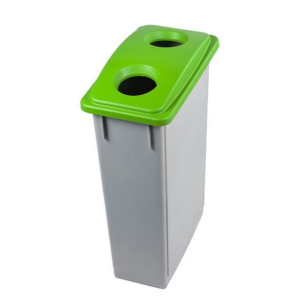 Office 90 plastic bin with green perforated lid for horeca environments

