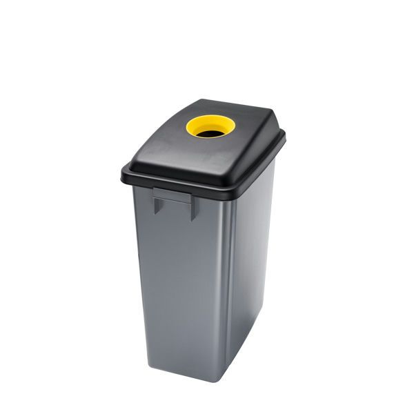 Office 60 yellow bin with hole lid and side handles for horeca use

