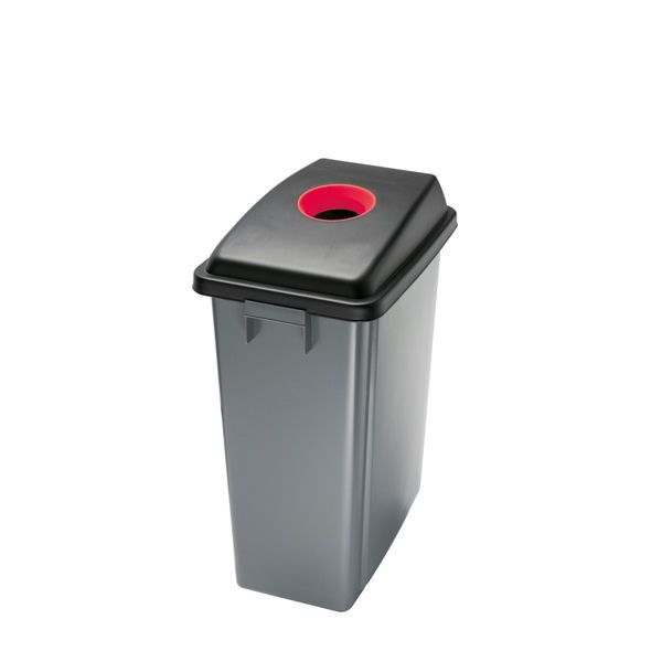 Office 60 red bin with hole lid and side handles for horeca use

