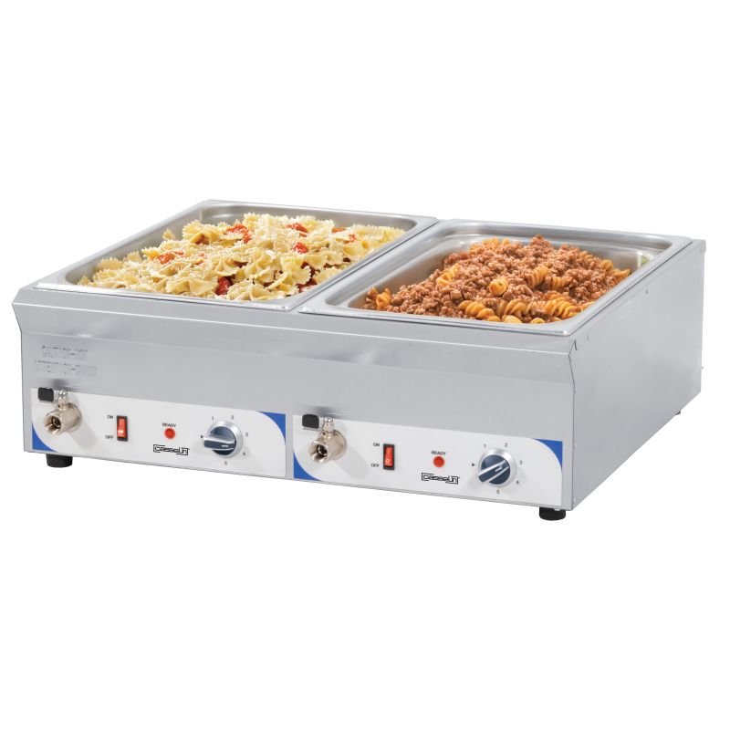 Double Bain - Marie GN 1/1 with Drain Taps - 100 mm - Casselin