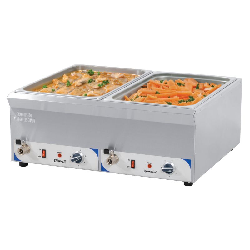 Double Bain - Marie GN 1/1 with Drain Taps - 150 mm - Casselin