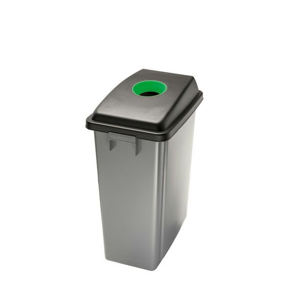 Office 60 green bin with perforated lid and side handles for horeca use


