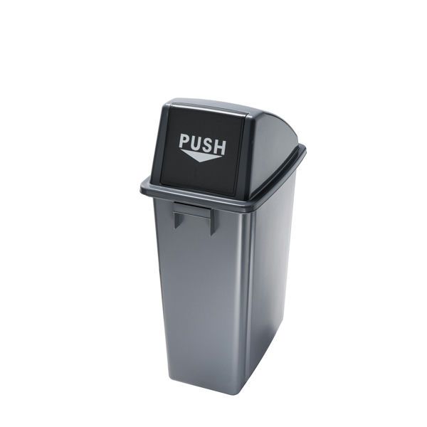 Office 60 grey plastic bin with push lid for horeca applications

