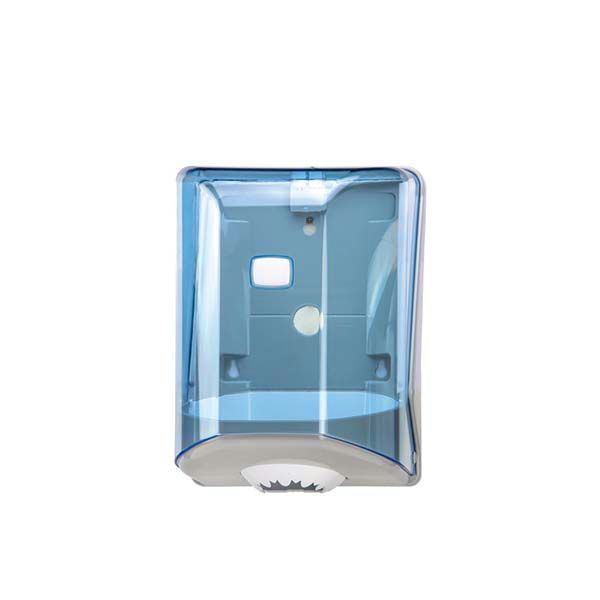 Wave central pull paper dispenser gray ABS base blue cover for professional horeca use
