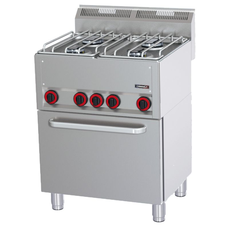Gas Stove with 4 Burners and Ventilated Electric Oven GN 1/1 P 66 - Casselin