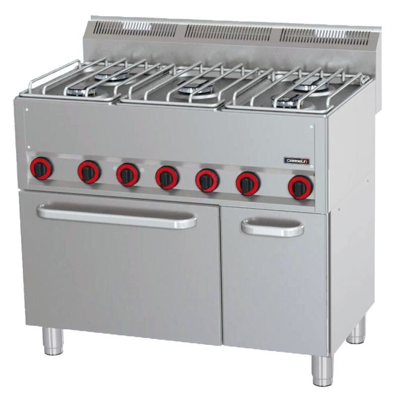Gas Stove with 5 Burners and Ventilated Electric Oven GN 1/1 P 99 - Casselin
