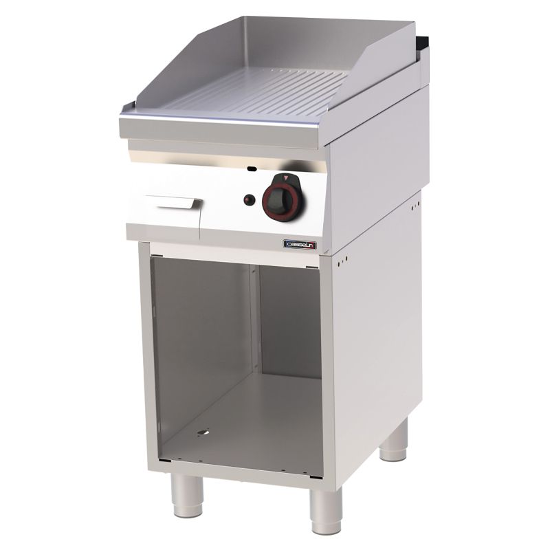 Ribbed Cast Iron Gas Fry Top on Stand 40 - Casselin