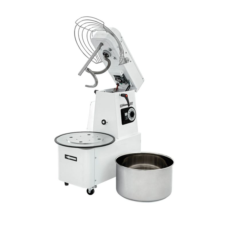 Spiralkneter mit Hochklappbarem Kopf und Herausnehmbarer Schüssel, 2 Geschwindigkeiten, 25 kg - Casselin