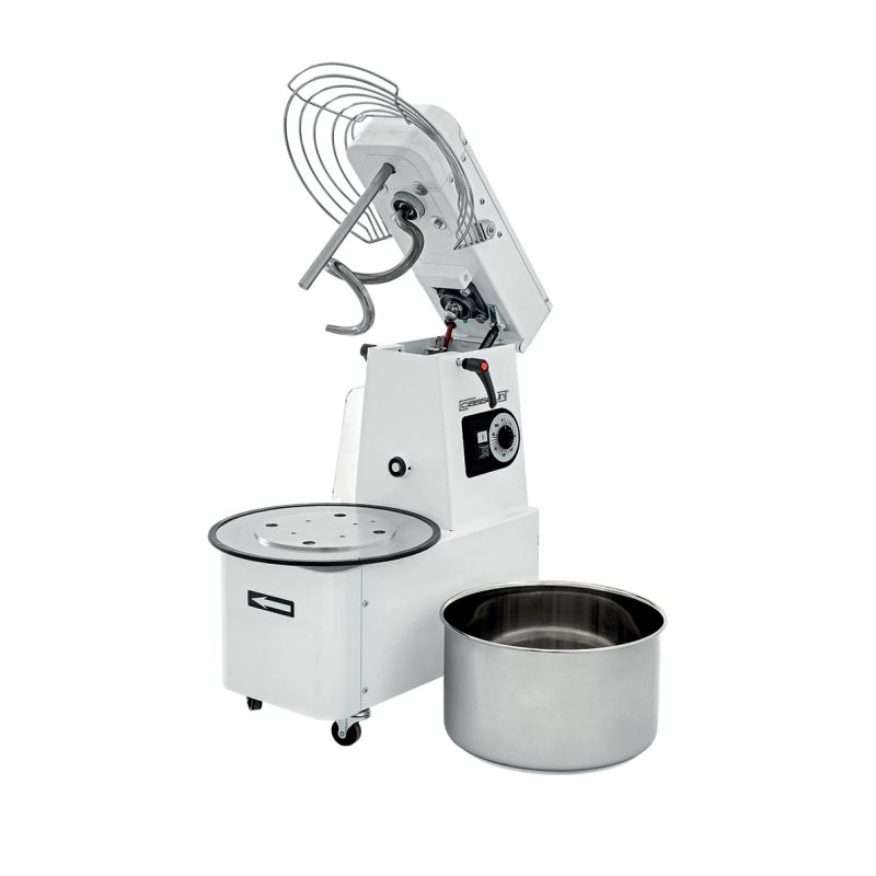 Spiral Mixer with Liftable Head and Removable Bowl, 2 Speeds, 35 kg - Casselin