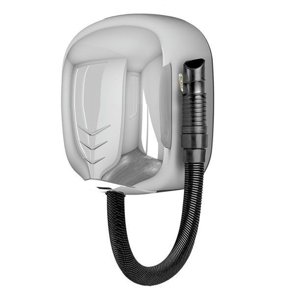 Zefiro Pro Hair Medial wall hair dryer polished stainless steel 1100W extendable hose 60–120 cm

