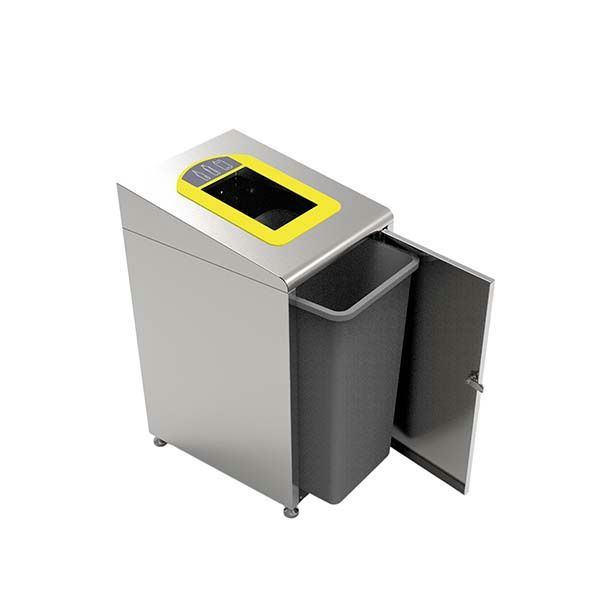 Koala Medial frame for 60 L bin satin stainless steel with lock door and pictograms for waste sorting