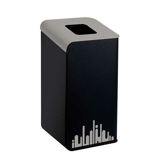 Rubik Evo metal waste bin with colored lid and bag holder system for professional horeca use


