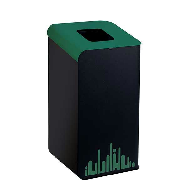 Rubik Evo metal bin black‑green with integrated bag holder for professional horeca recycling station


