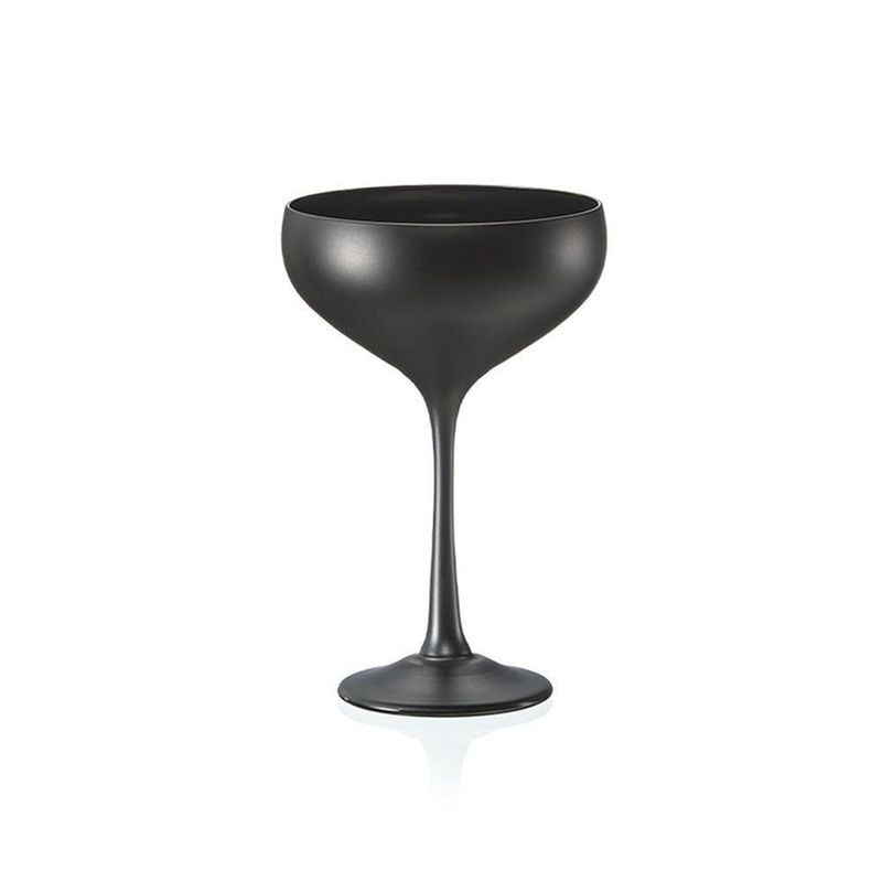 Bohemia Pralines Schwarz Champagnerschale 18 cl dekoriertes Glas Handwäsche Horeca.

