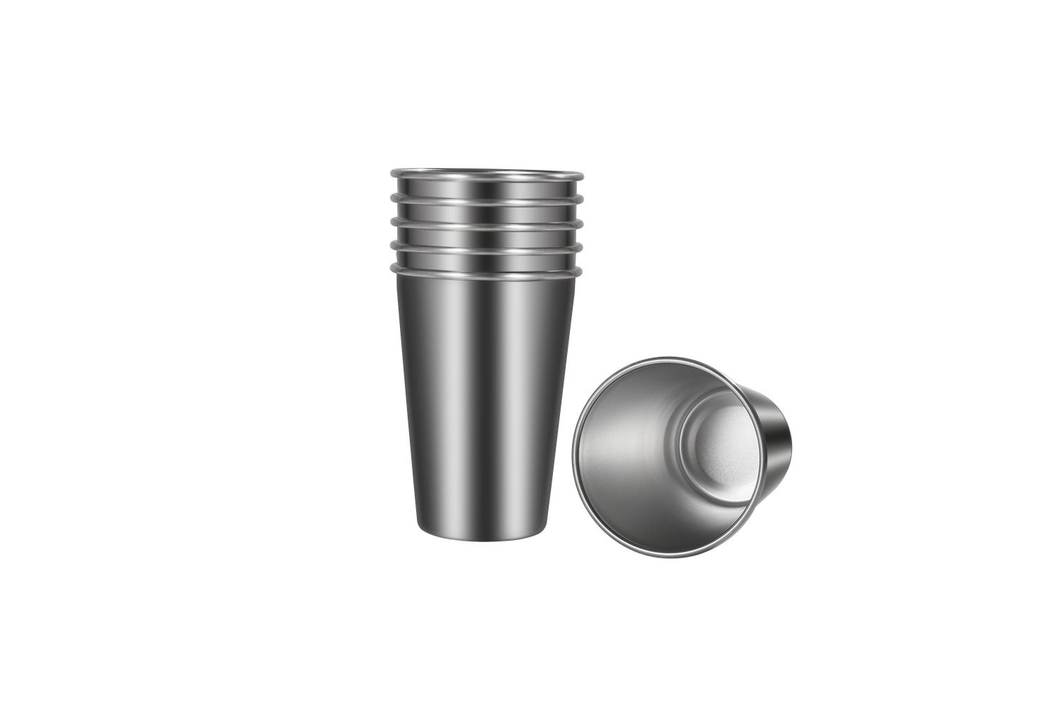 Set 6 drink cups stainless steel horeca use