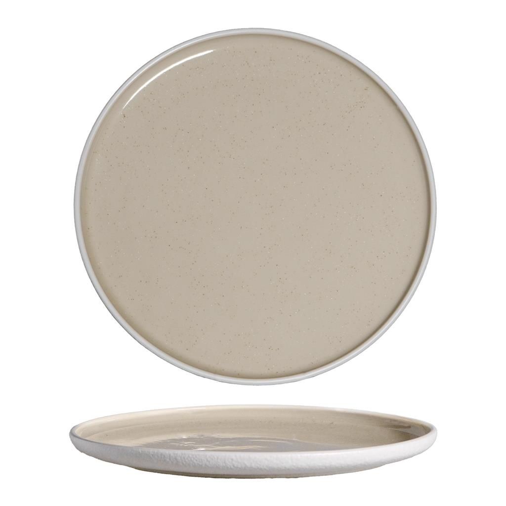 Tirolix 27 cm flat stoneware plate Sandy Beige for horeca table service